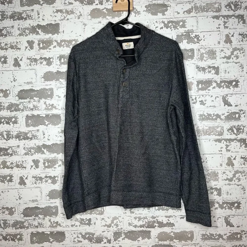Marine layers | dark grey speckled Henley pullover